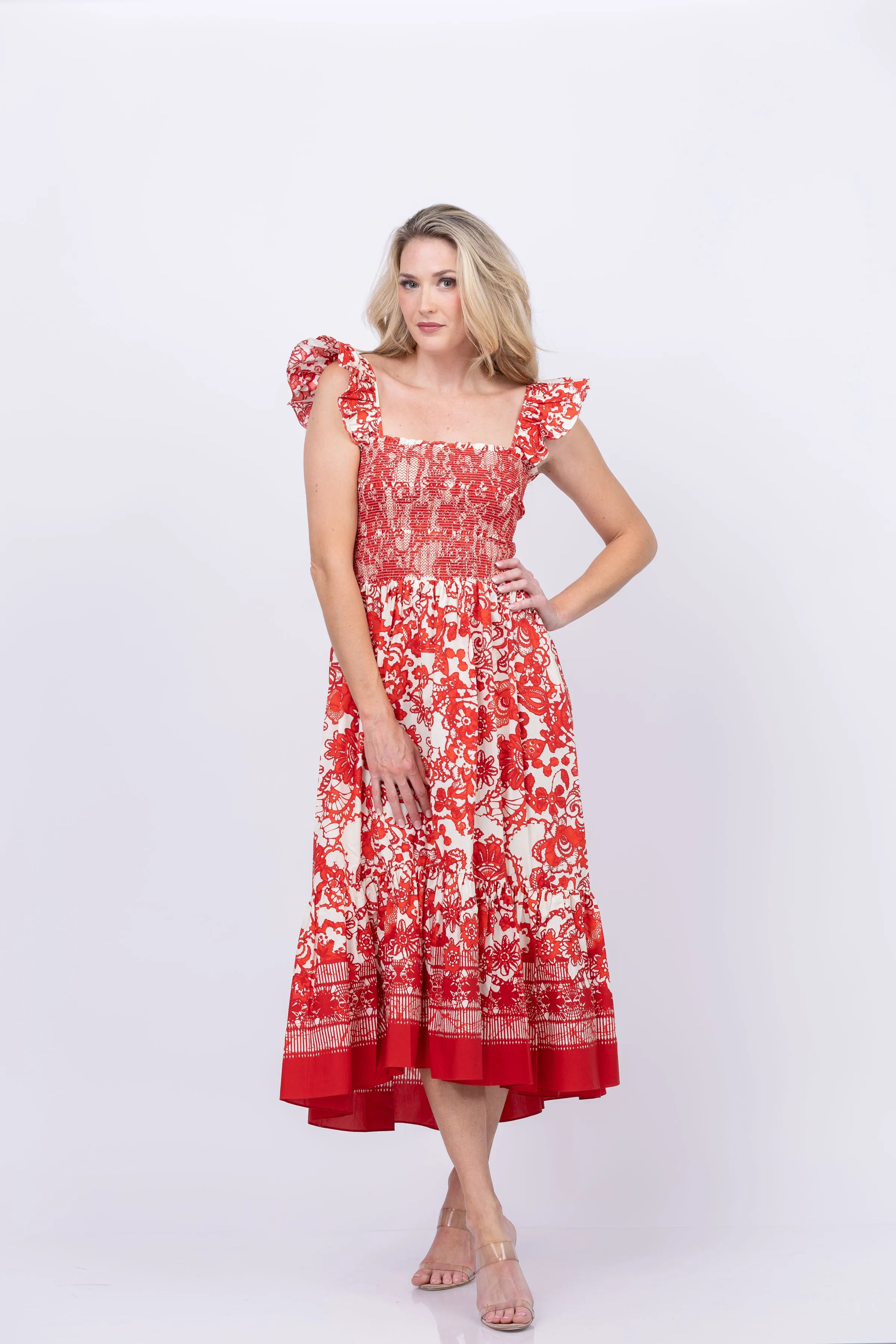 Cara Cara Ruby Dress in Dentelle Coral