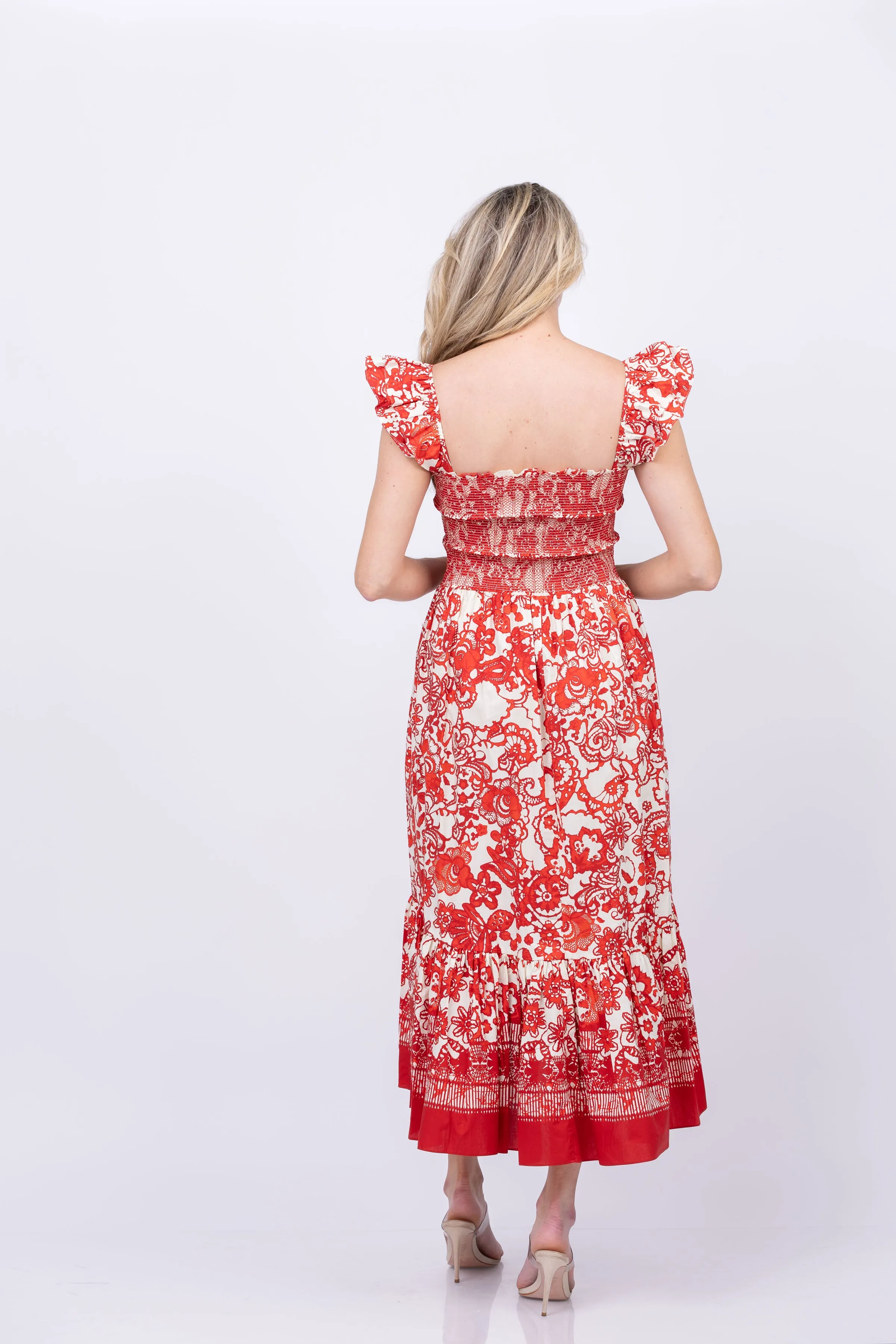 Cara Cara Ruby Dress in Dentelle Coral