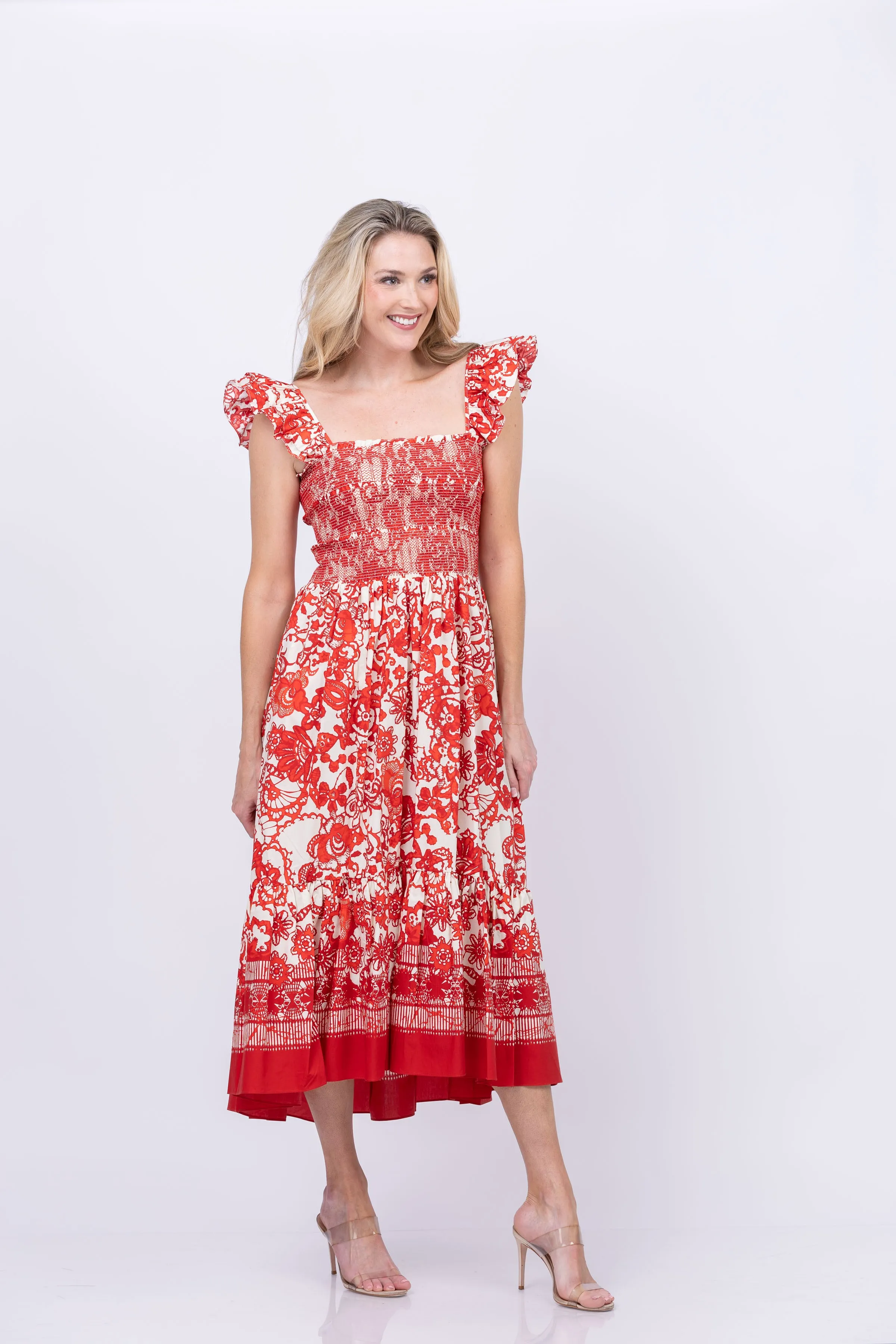 Cara Cara Ruby Dress in Dentelle Coral