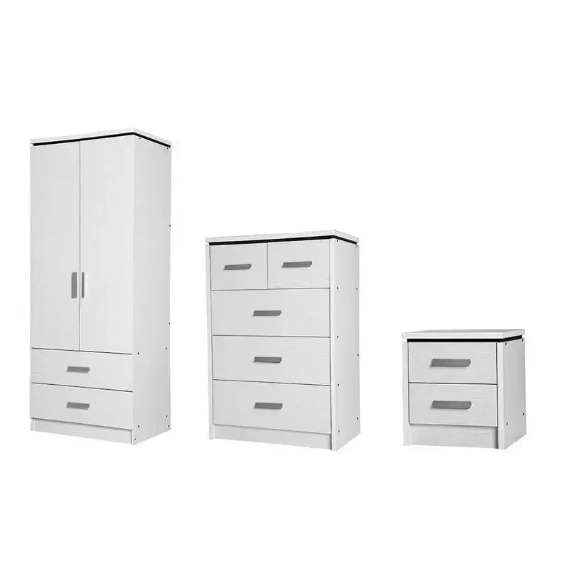 Carlton White Bedroom Furniture Range - 3 / 2 Door Wardrobe / 3 2 Chest Of Drawers / 2 Drawer Bedside Table