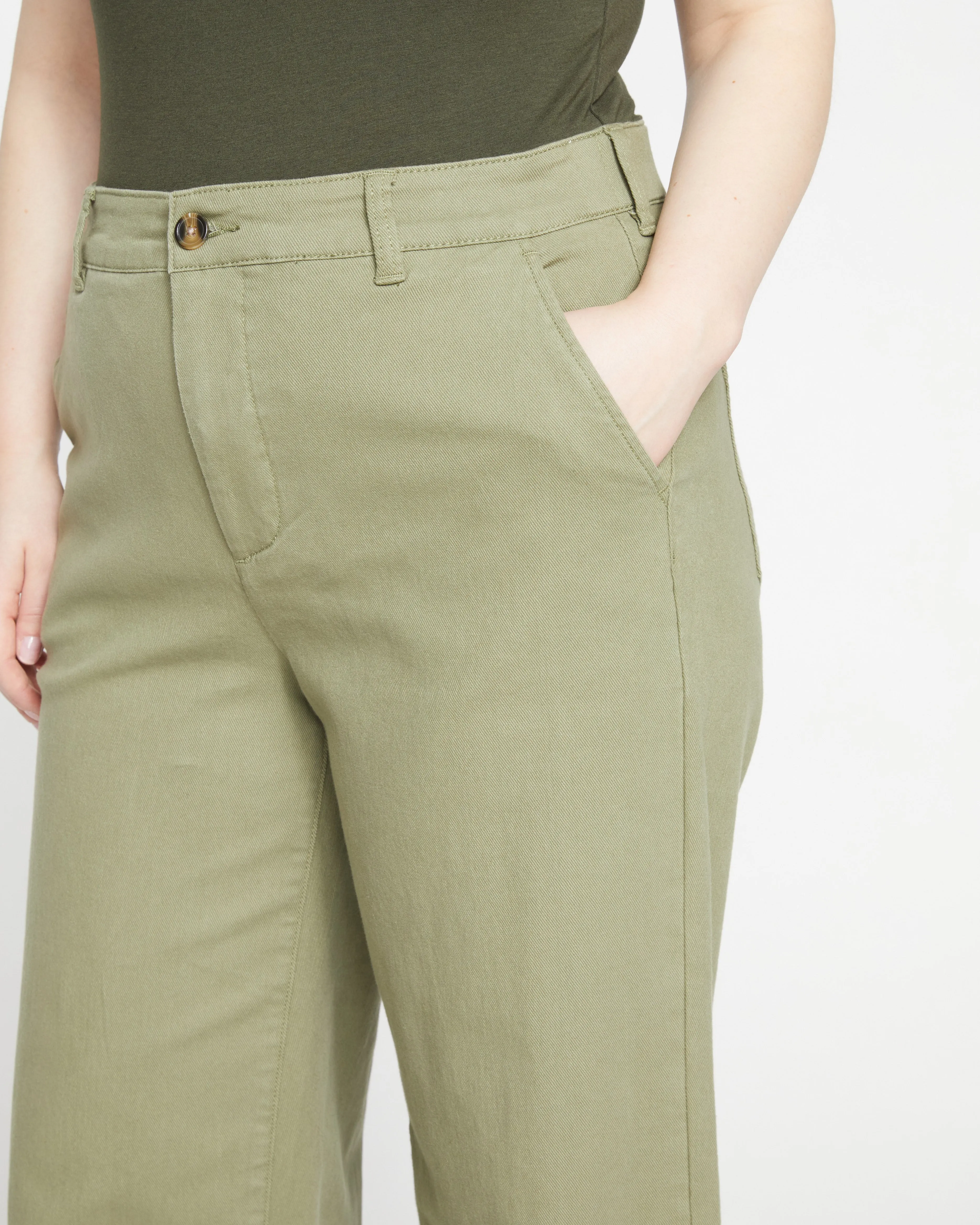 Carol High Rise Stretch Twill Pants - Pistachio