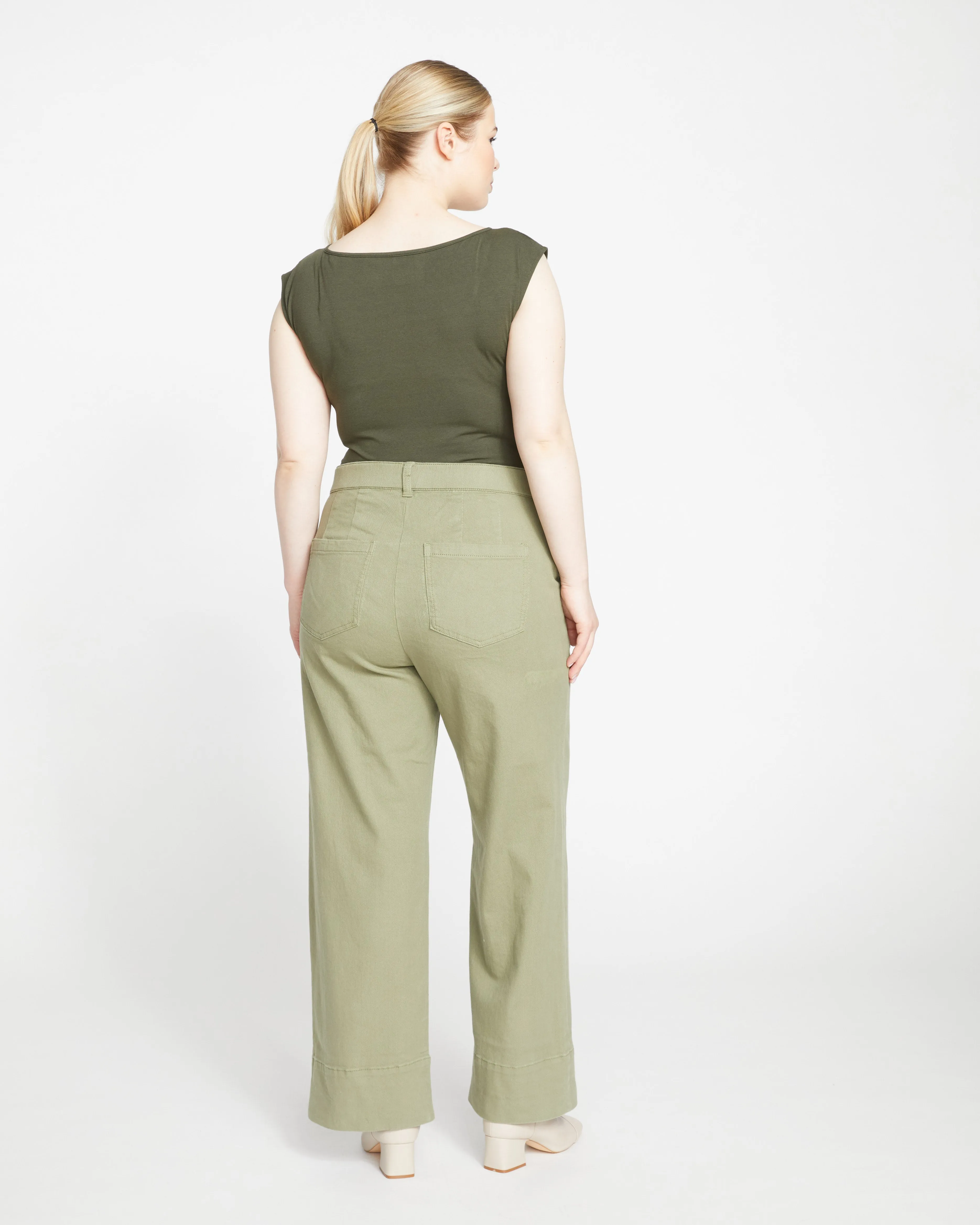 Carol High Rise Stretch Twill Pants - Pistachio