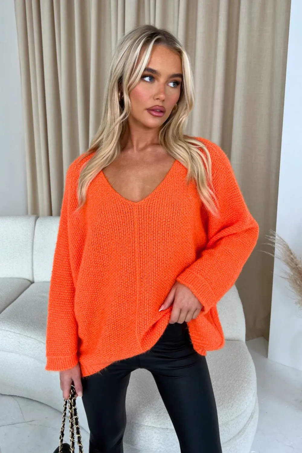 Casey orange fine knit sweater