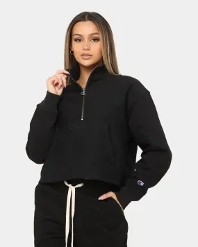 Champion Women's Reverse Weave Half Zip Pullover Crewneck Black