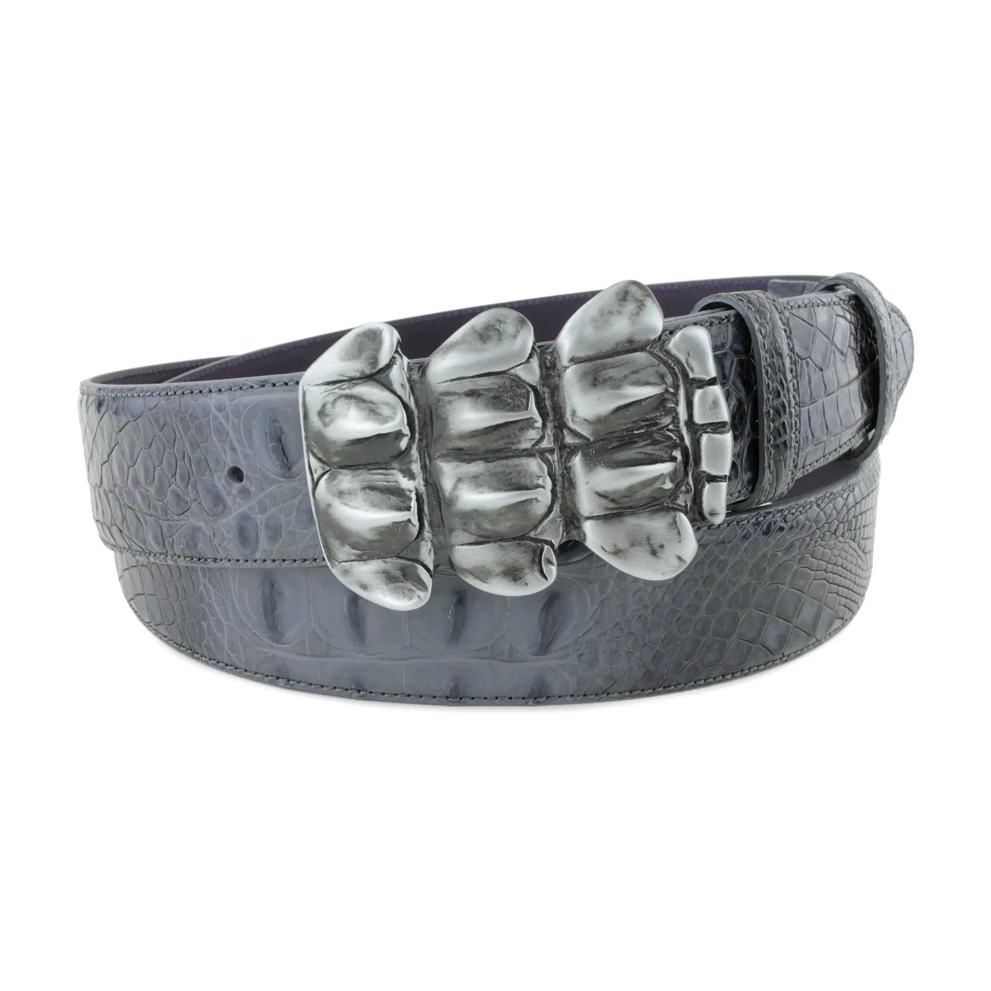 Charcoal Grey Mock Croc Caiman Belt