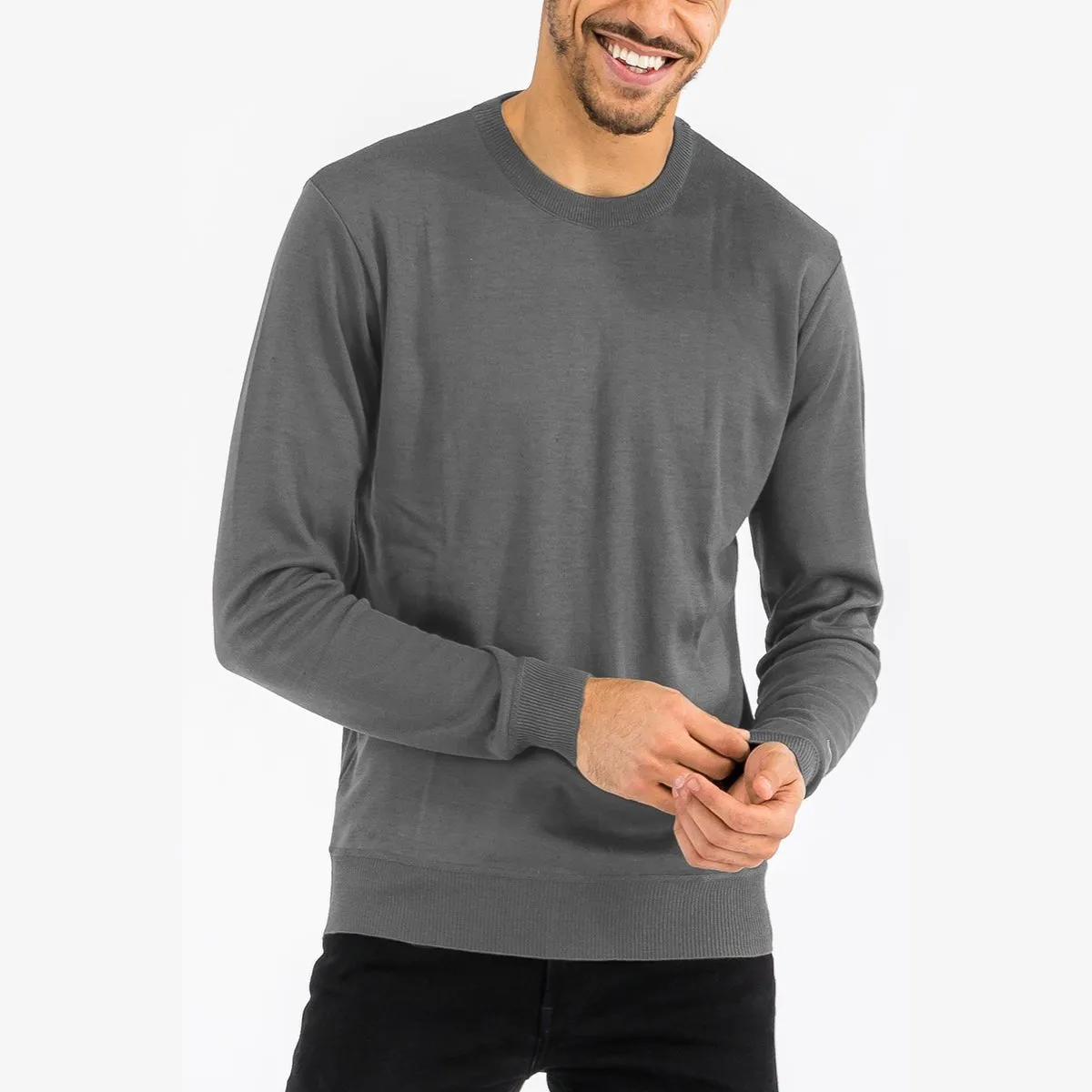 Charcoal Round Neck Knit Sweater