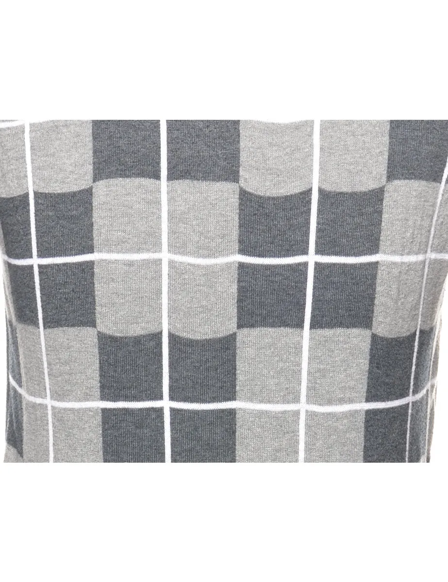 Checked Dark Grey Jumper - M