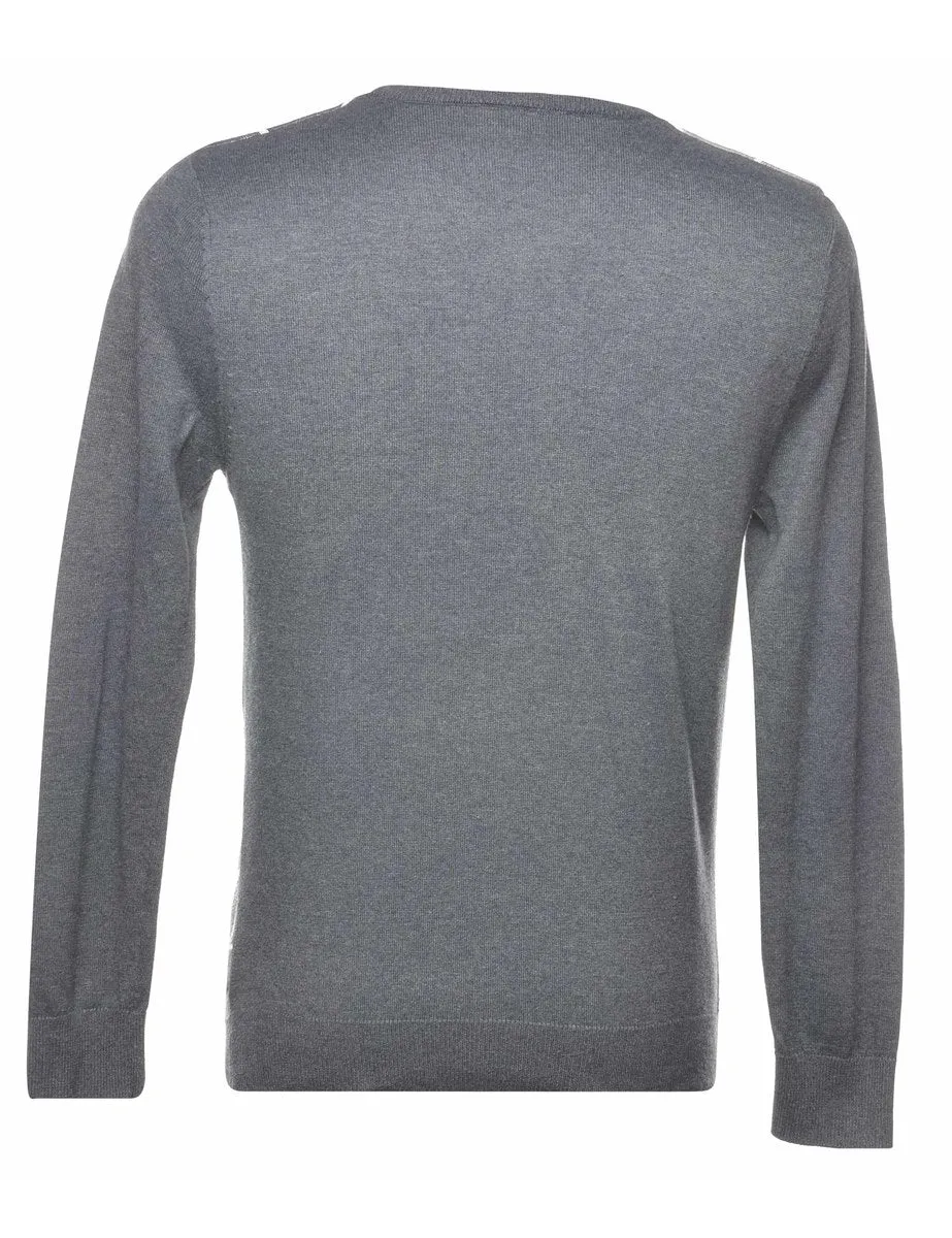 Checked Dark Grey Jumper - M