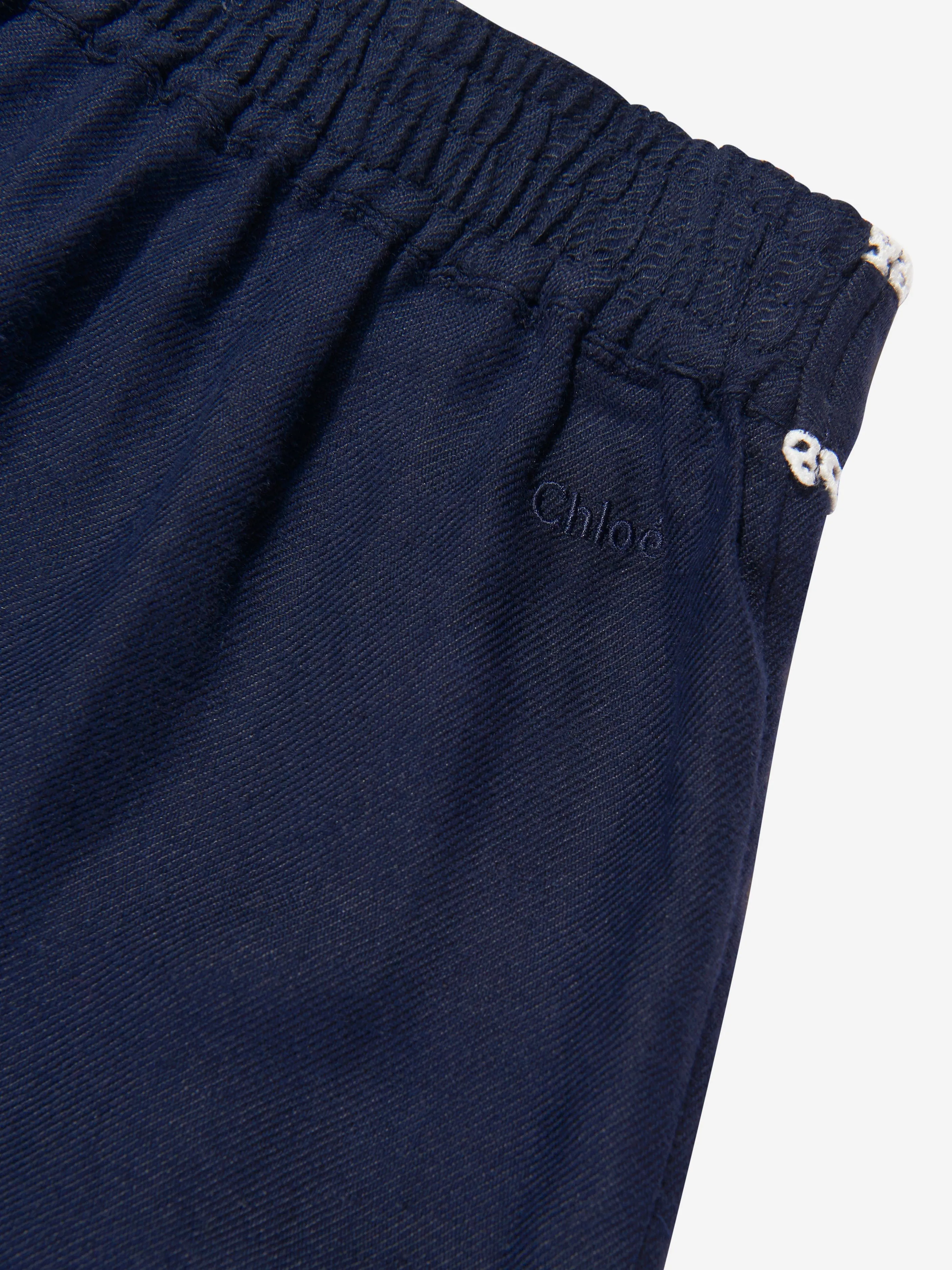 Chloé Girls Linen Flared Trousers in Navy