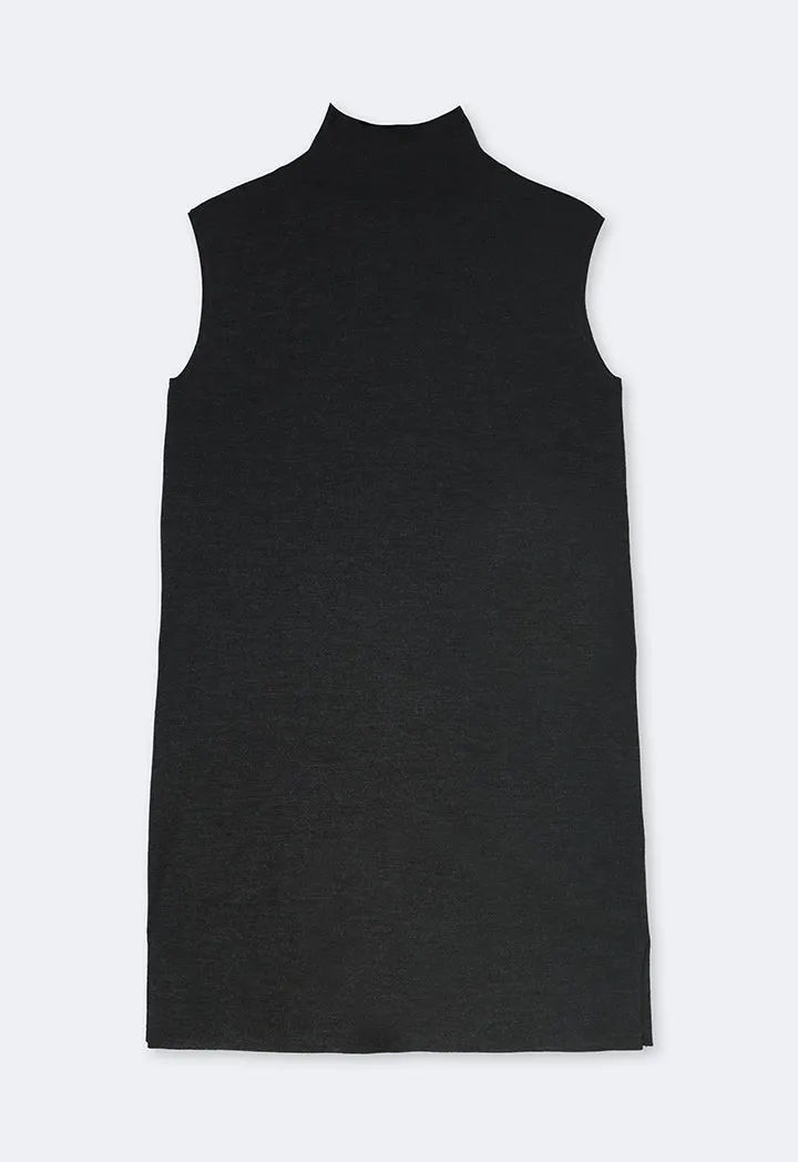 Choice Basic Sleeveless Knitted Top Anthracite