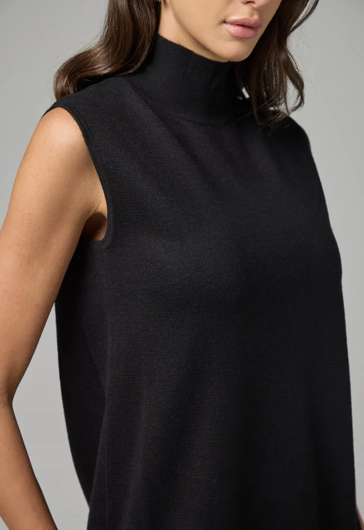 Choice Basic Sleeveless Knitted Top Black