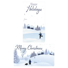 Christmas Gift Tag Stickers: Classic Winter Snow Cozy Snowy Winter Scene - 75 Stickers