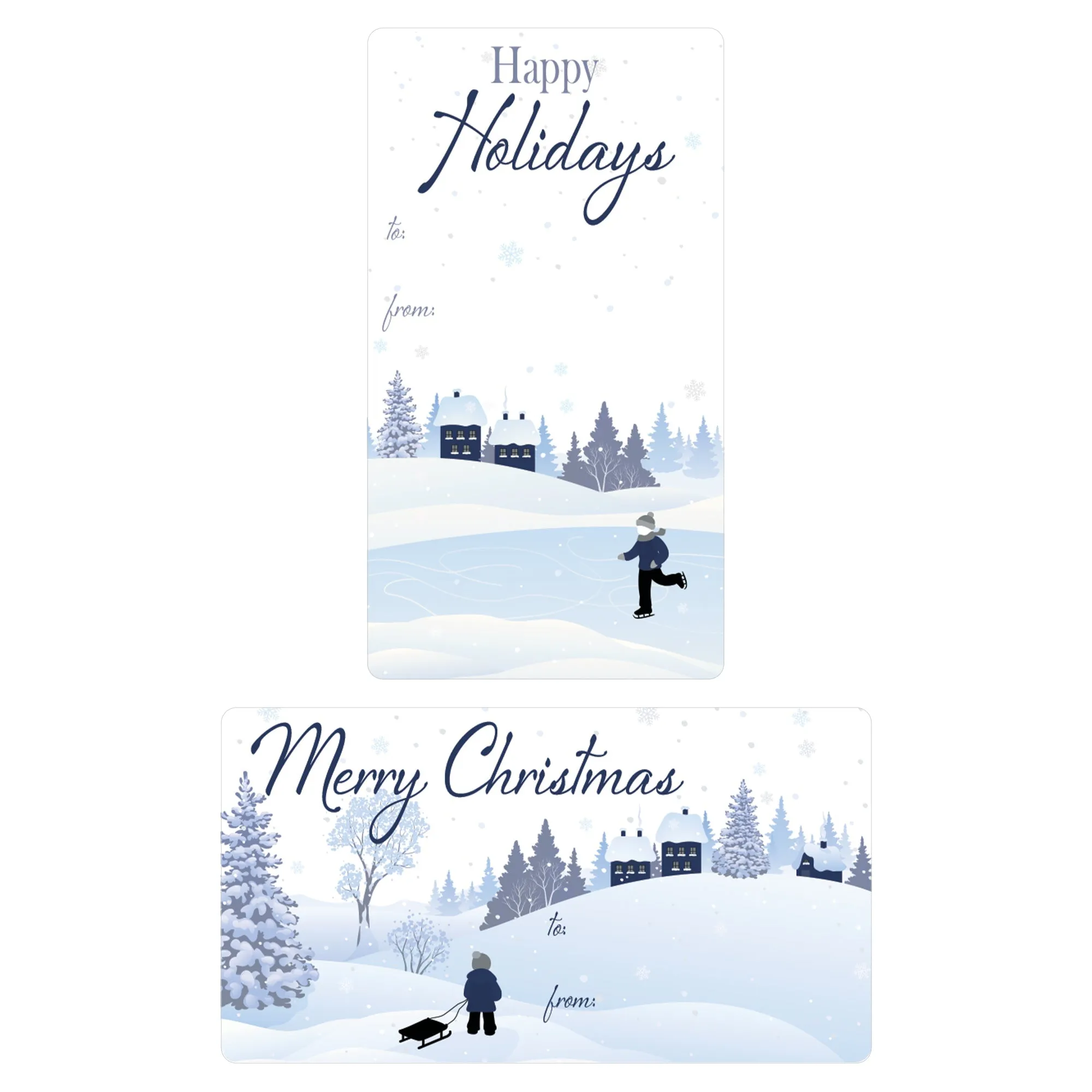 Christmas Gift Tag Stickers: Classic Winter Snow Cozy Snowy Winter Scene - 75 Stickers