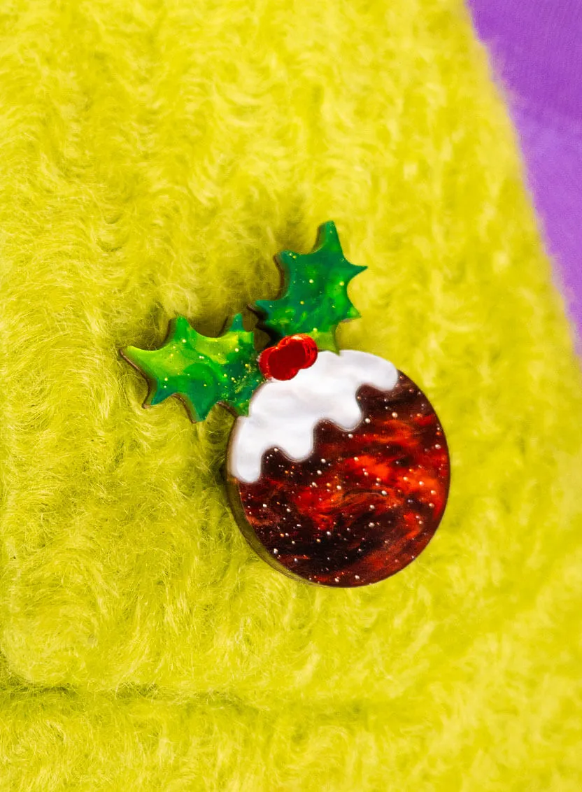 Christmas Pudding Brooch - Glitter