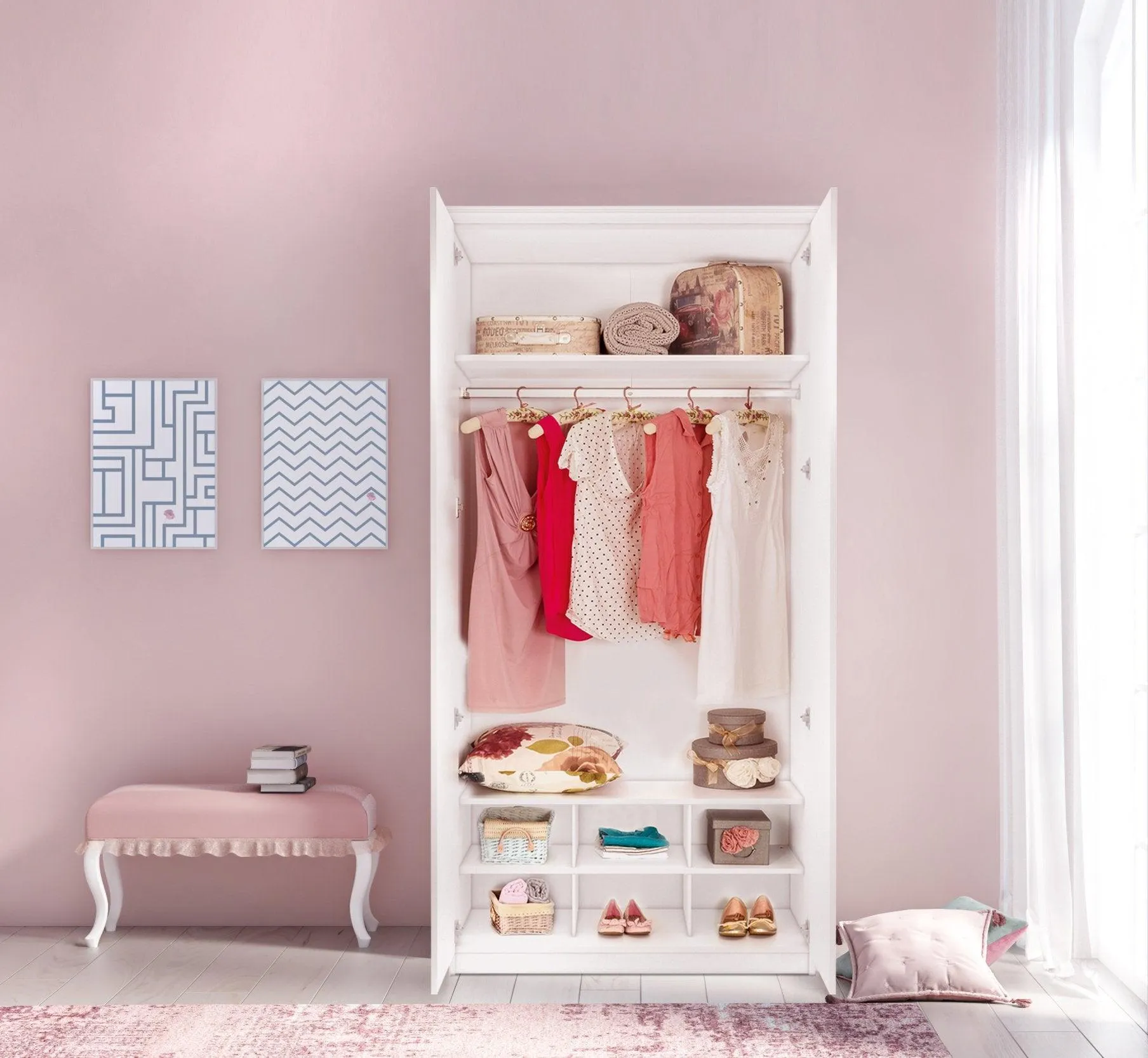 Cilek Selena Pink 2 Doors Wardrobe