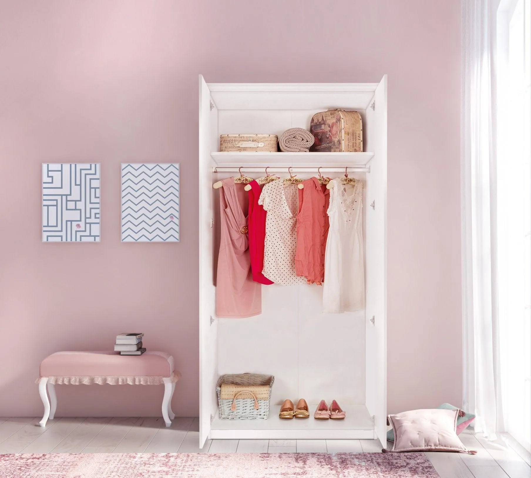 Cilek Selena Pink 2 Doors Wardrobe