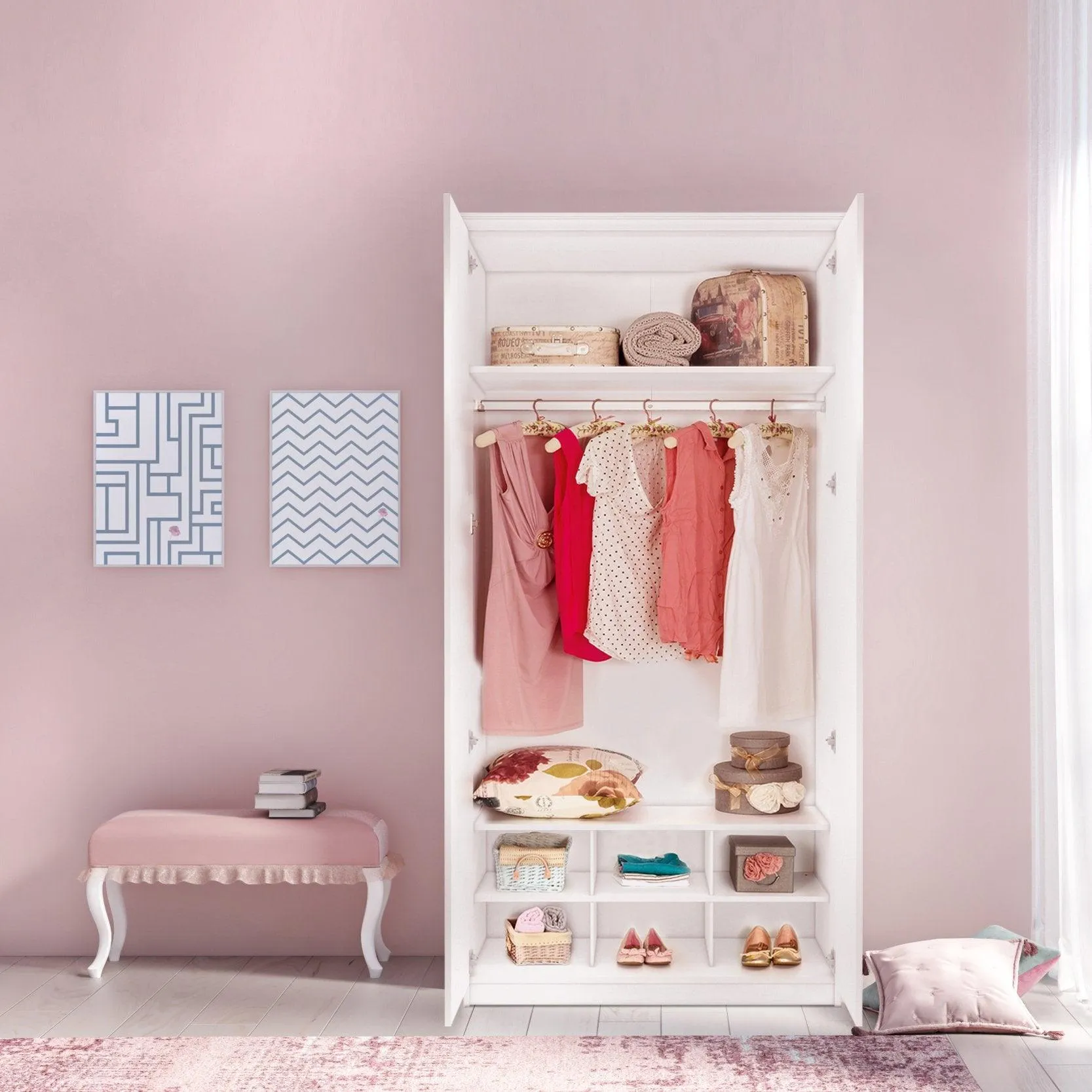 Cilek Selena Pink 2 Doors Wardrobe