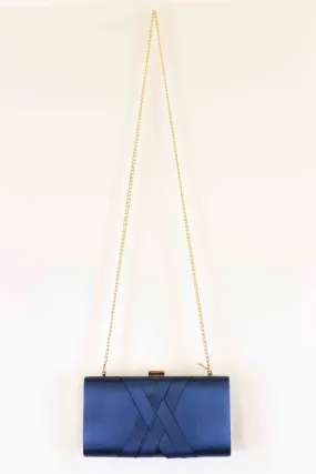 Colette Navy Satin Clutch