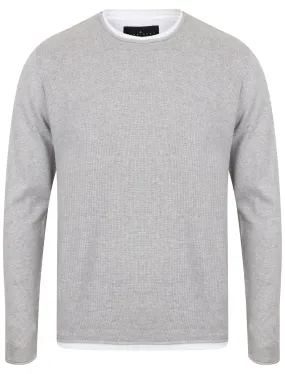 Conga Textured Jumper With Inner Mock T-Shirt In Light Silver Marl - Dissident