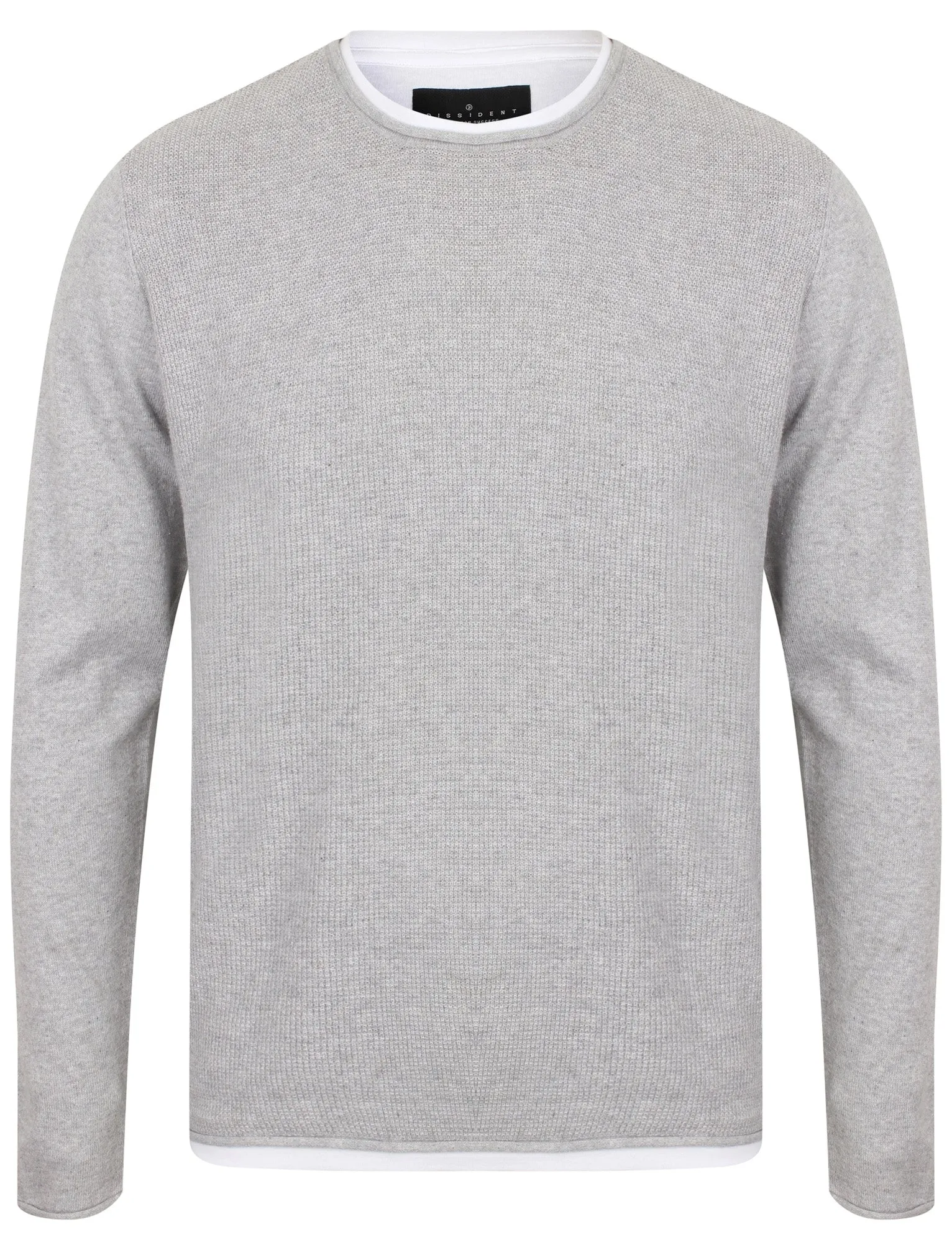 Conga Textured Jumper With Inner Mock T-Shirt In Light Silver Marl - Dissident