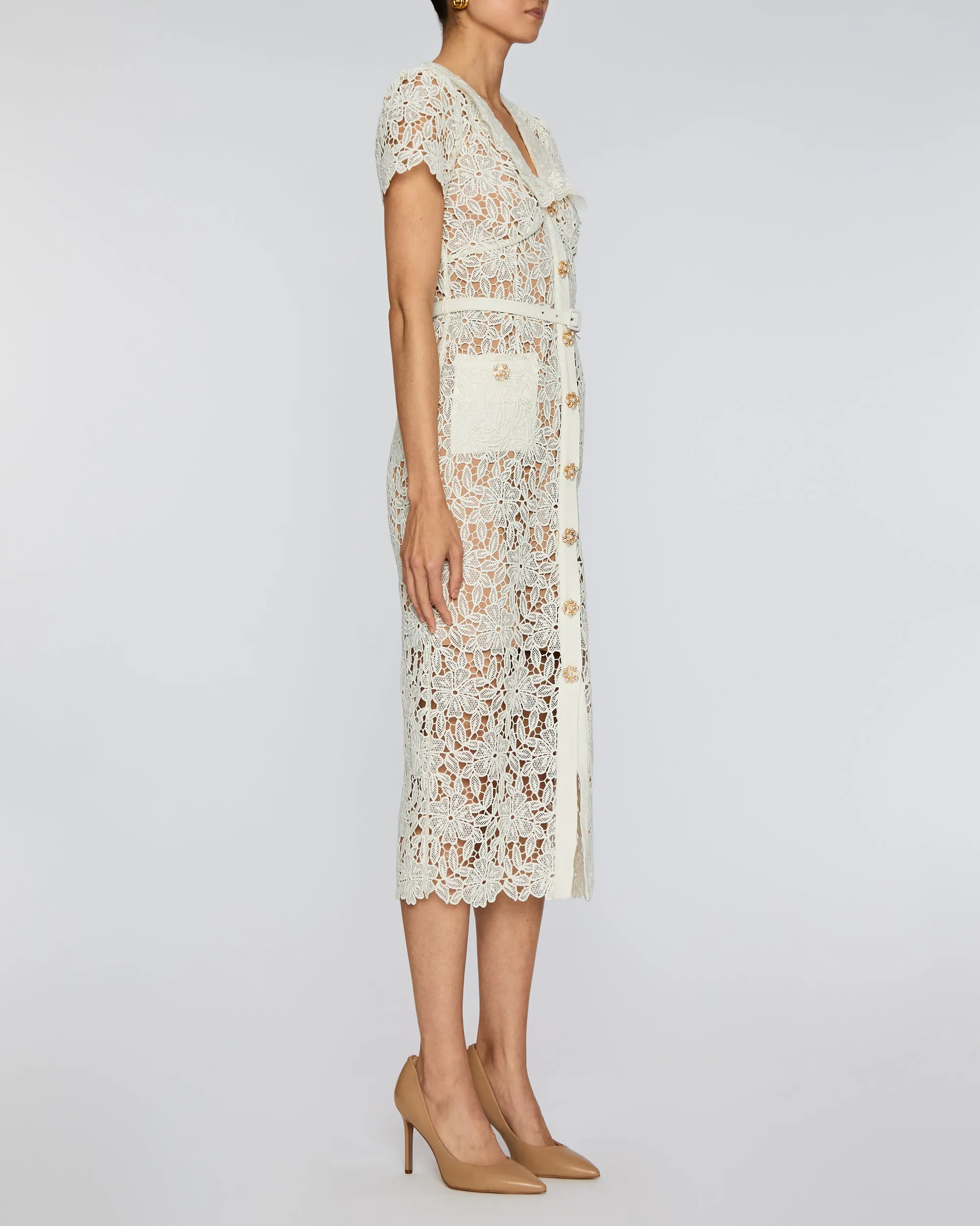 Cream Lace Midi Dress