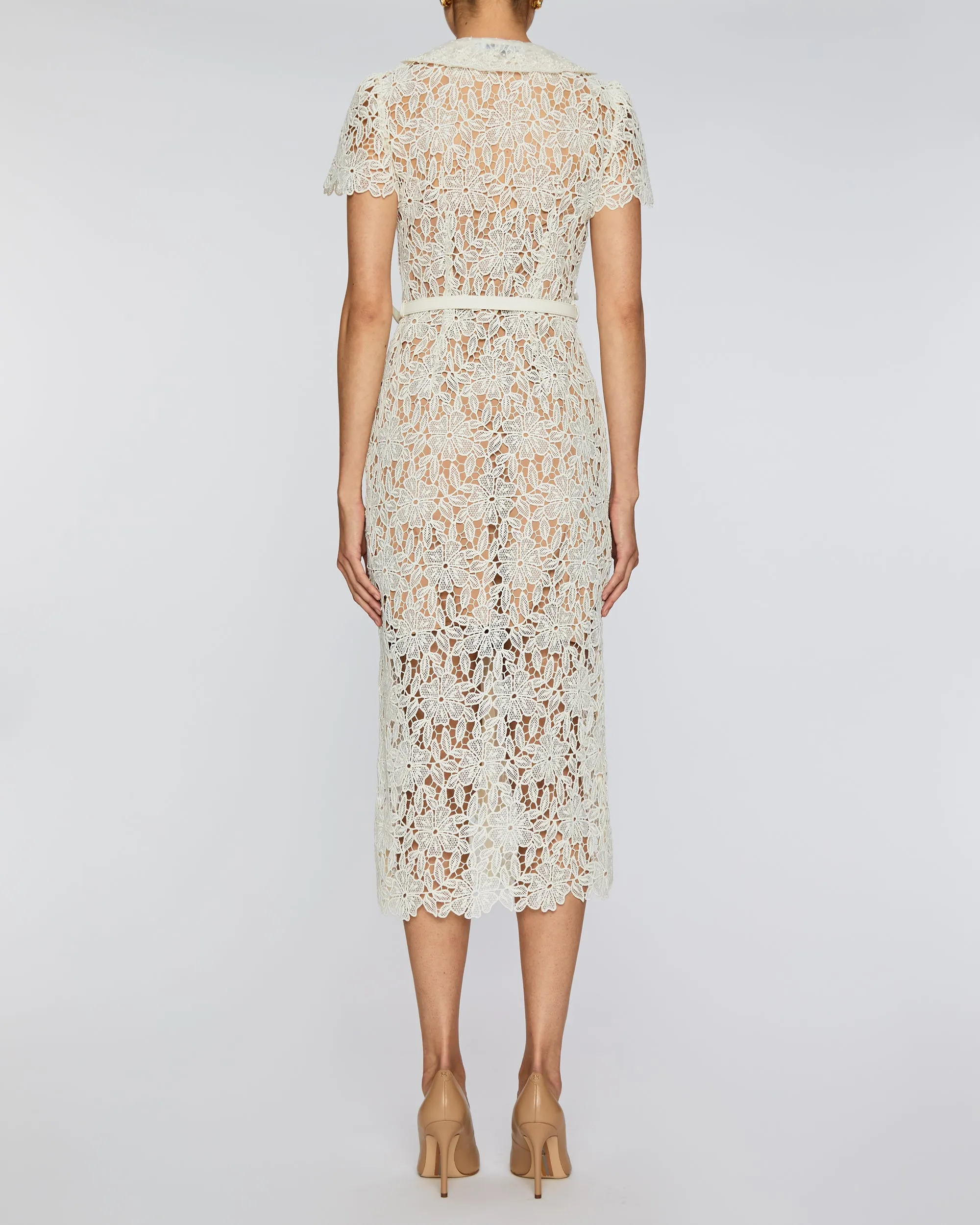 Cream Lace Midi Dress