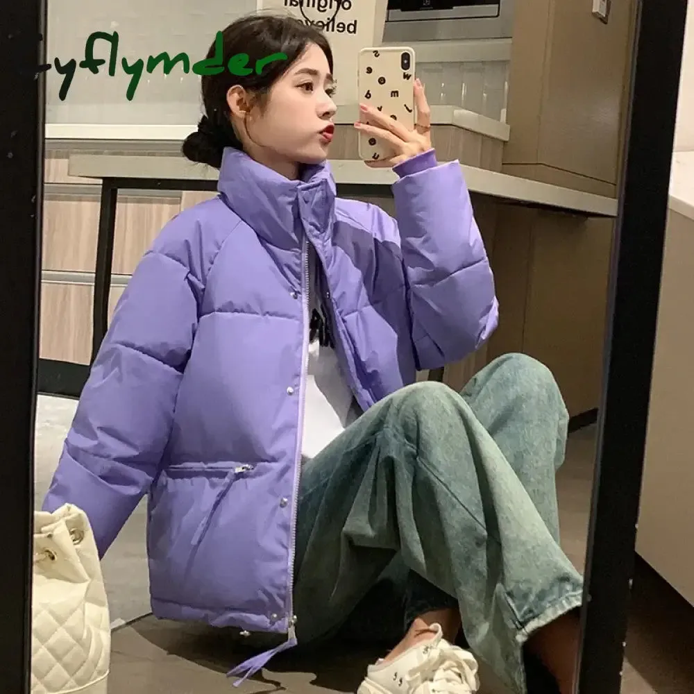 Cyflymder 2024 Winter New Style Korean Version Women's Coat Cropped Stand Collar Petite Thickened Jacket Bread Cotton Padded Coat Trendy