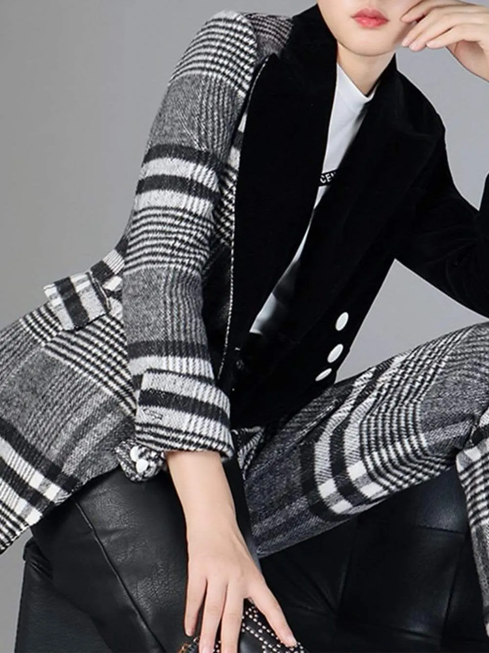 DAHLIA Plaid Wool Blazer