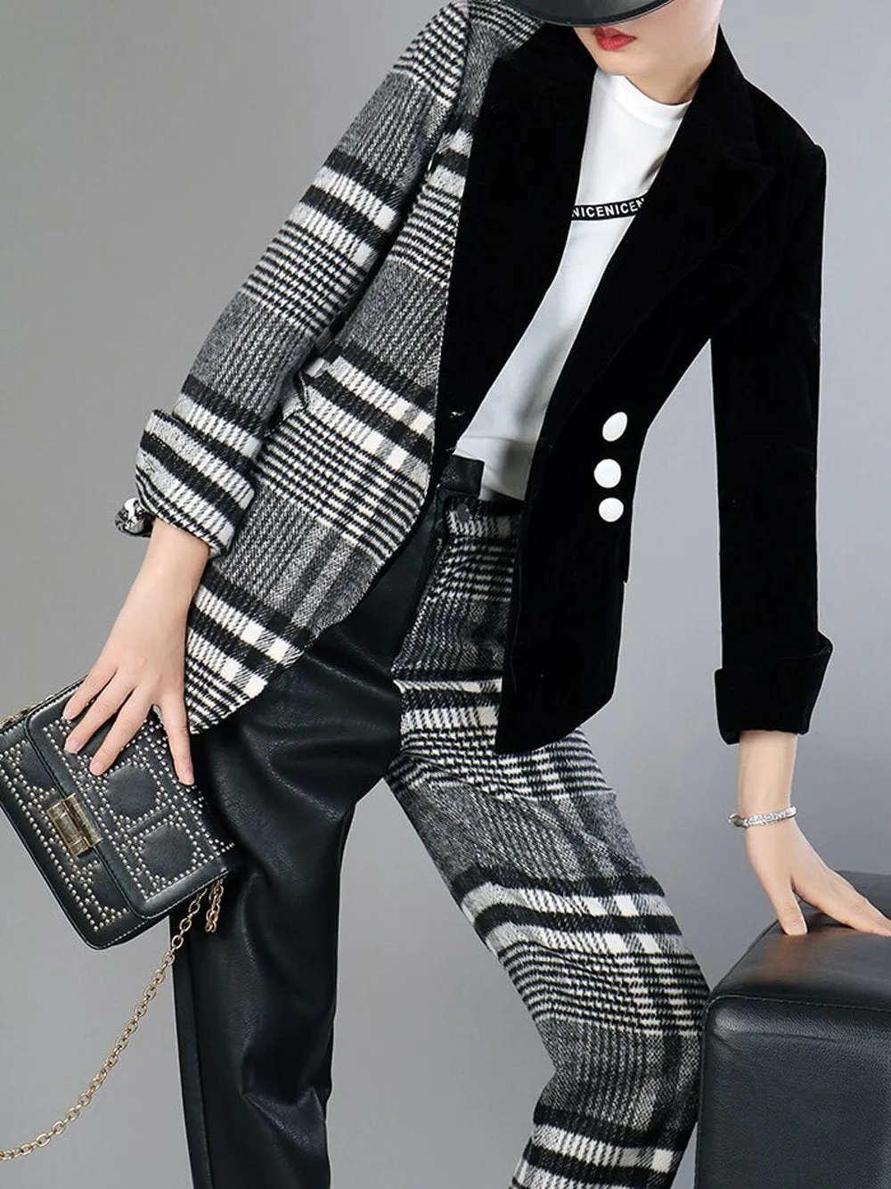 DAHLIA Plaid Wool Blazer