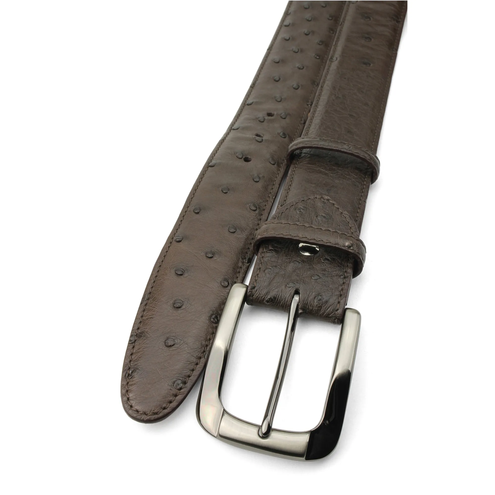 Dark Brown Genuine Ostrich Belt