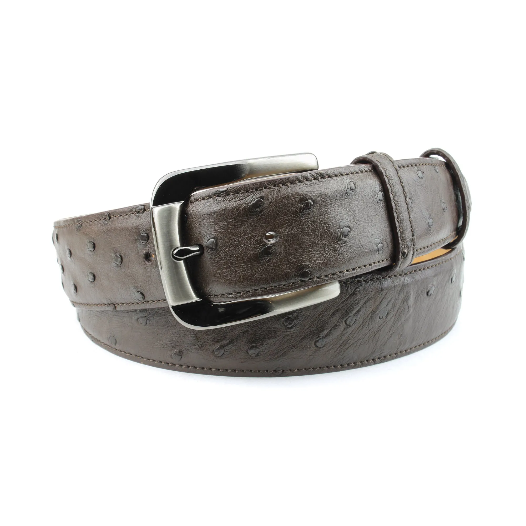 Dark Brown Genuine Ostrich Belt