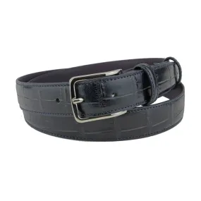 Deep Blue Mock Croc Tail Satin Brass Belt