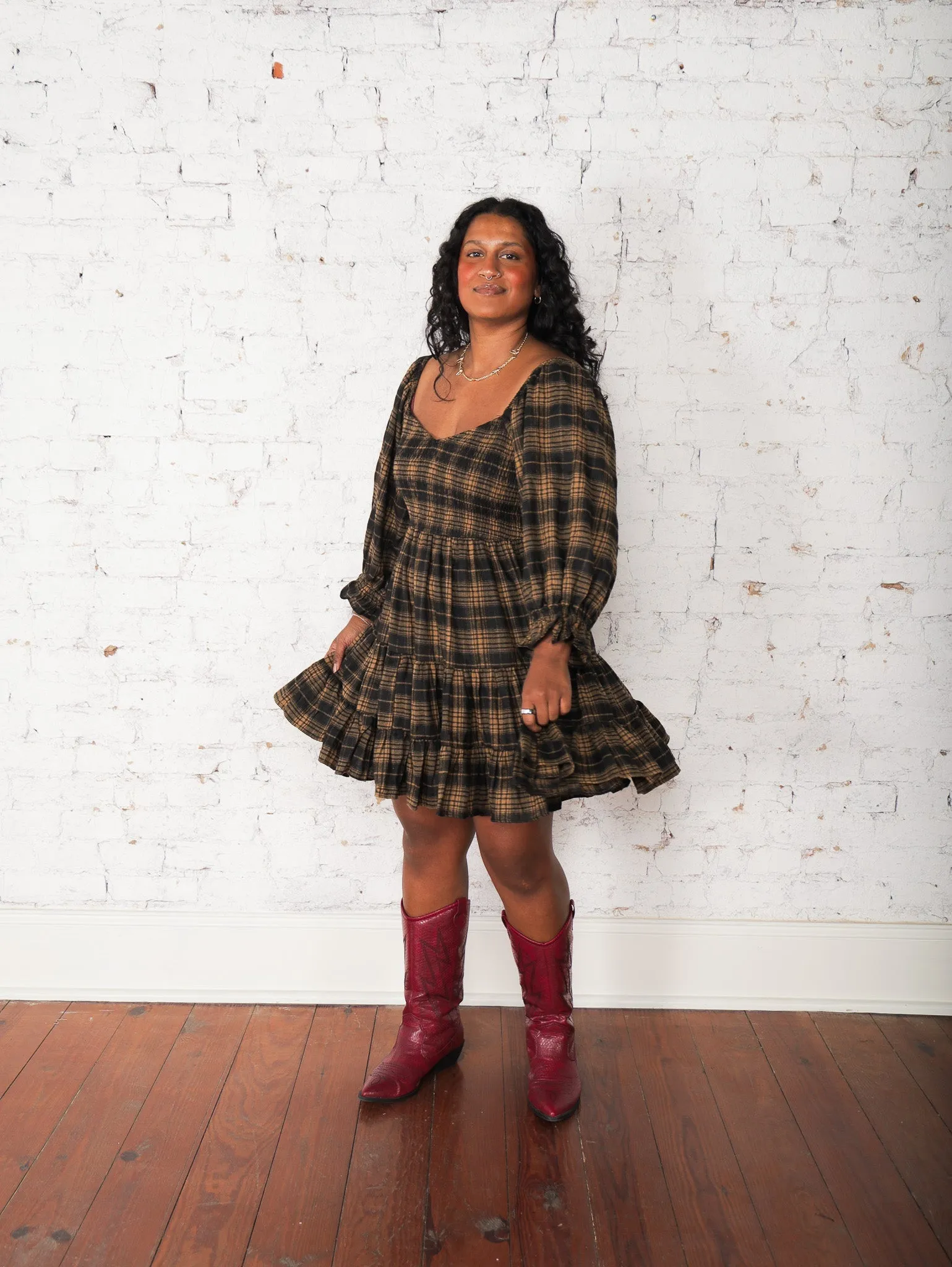 Dolly Plaid Babydoll Dress