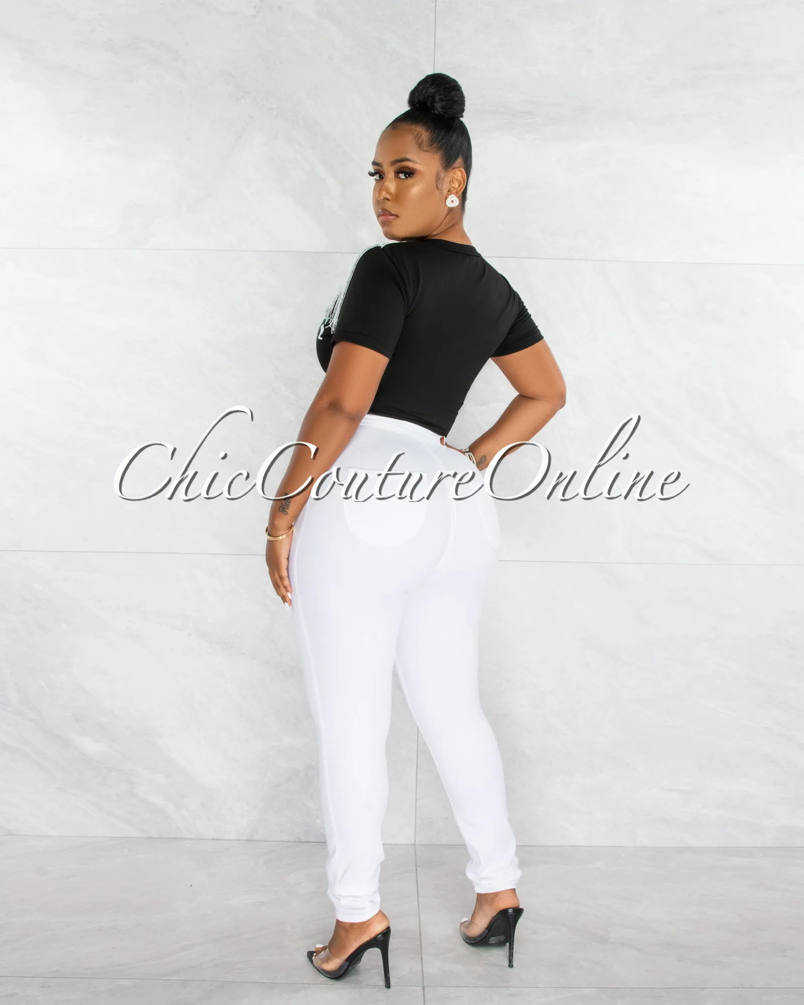 *Donalee White High Waist Denim Pants