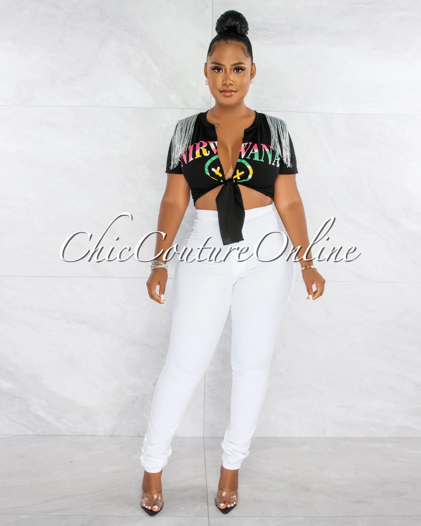 *Donalee White High Waist Denim Pants