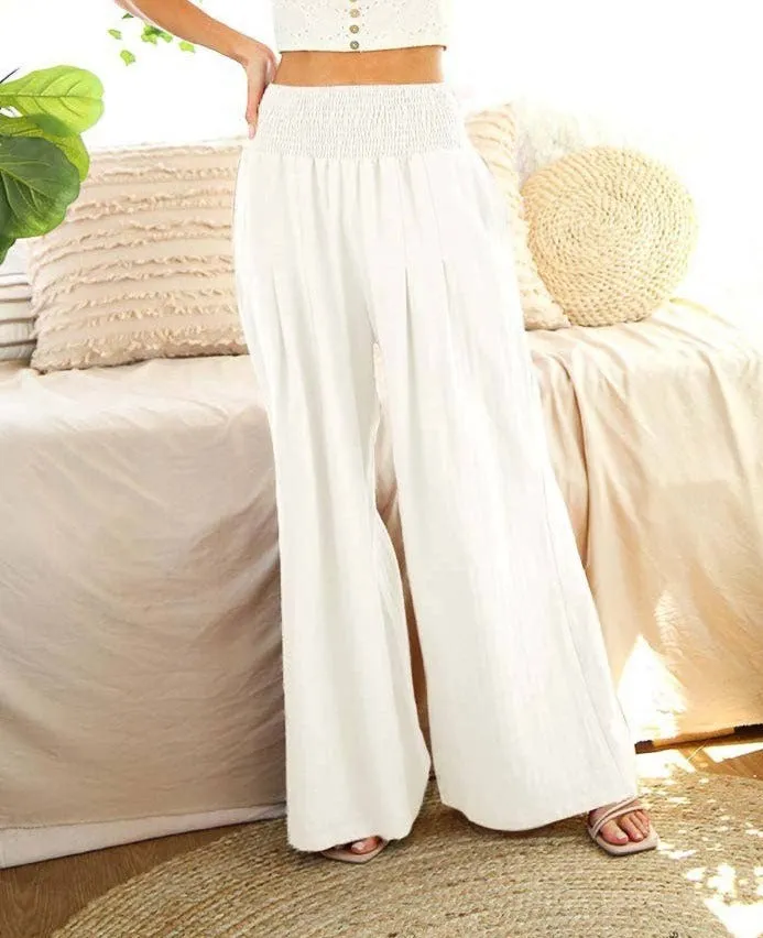 Dorado, Smocked High Waist Band Wide Leg Pants