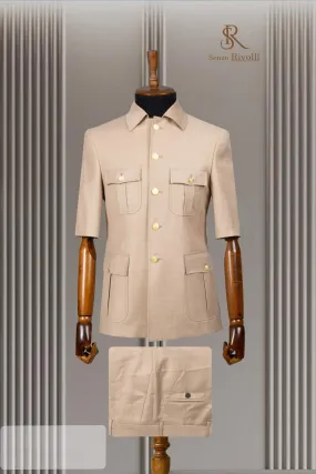 Double Vent 2 Piece Short Sleeve Premium Safari Suit.