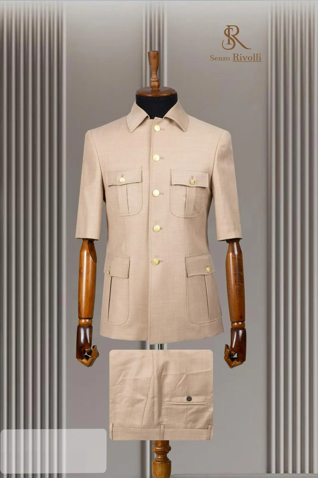 Double Vent 2 Piece Short Sleeve Premium Safari Suit.