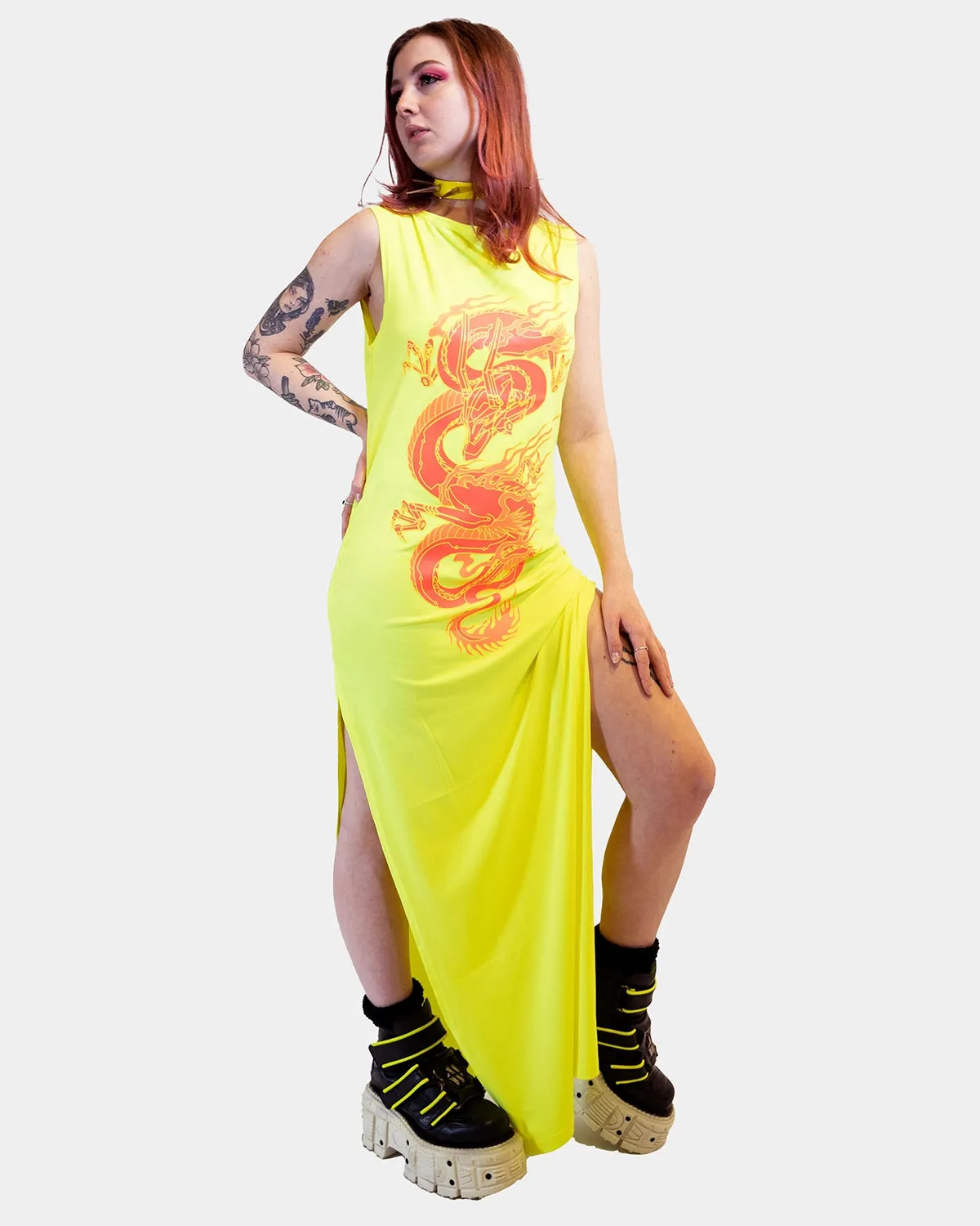 DRAGONITE LOOSE FIT DRESS FLUO / YELLOW