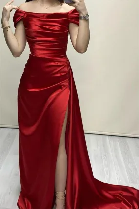 Elegant Boat Neck Evening Dress with Slit Popular Prom Dress       fg6150