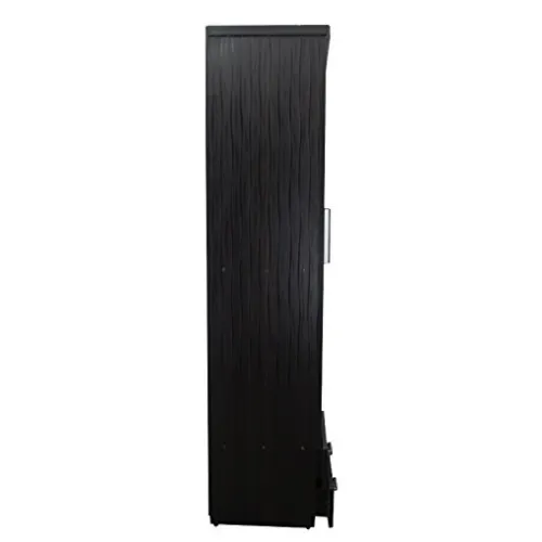 Engineered Wood Textured Single Door Wardrobe ( Black , 1 Door)