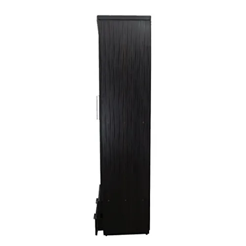 Engineered Wood Textured Single Door Wardrobe ( Black , 1 Door)