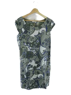 ES Italy Grey Floral Linen Dress M