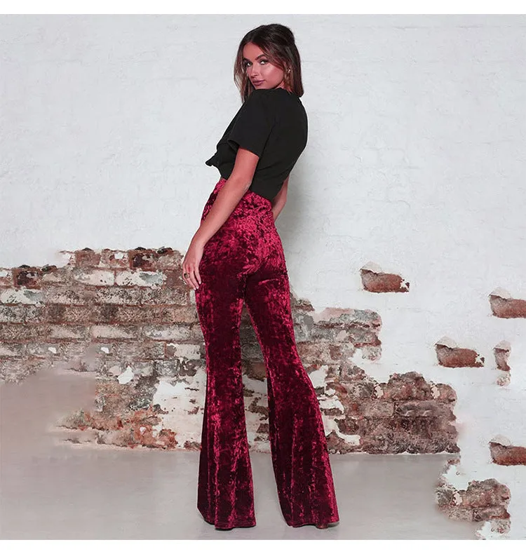 Europe High Waist Gold Casual Wide Leg Pants Women Pants