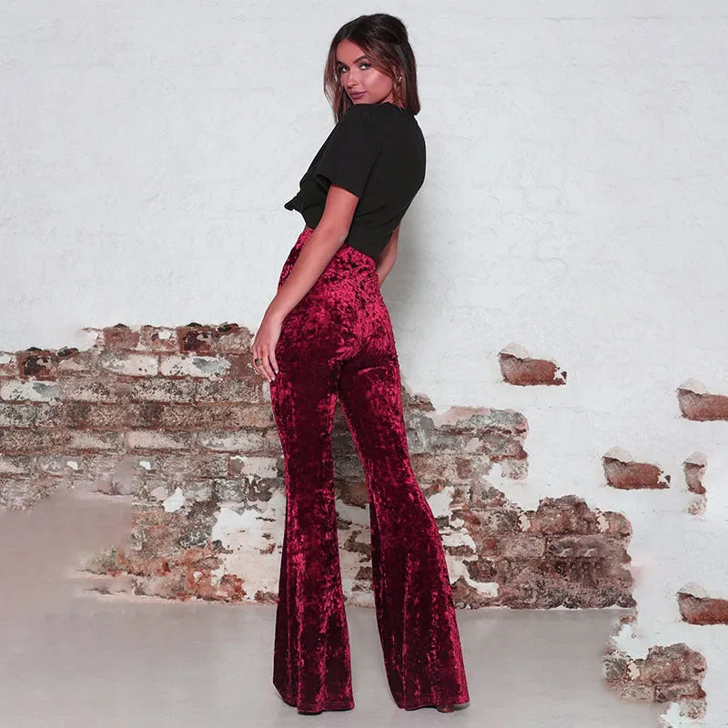 Europe High Waist Gold Casual Wide Leg Pants Women Pants