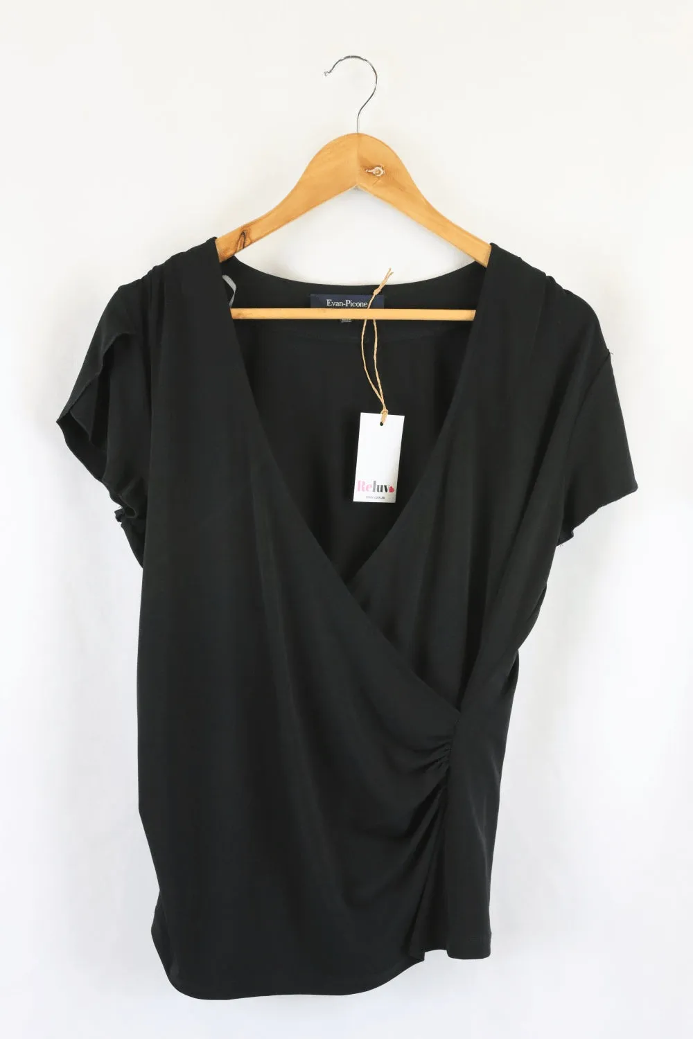 Evan Picone Black V Neck Top L