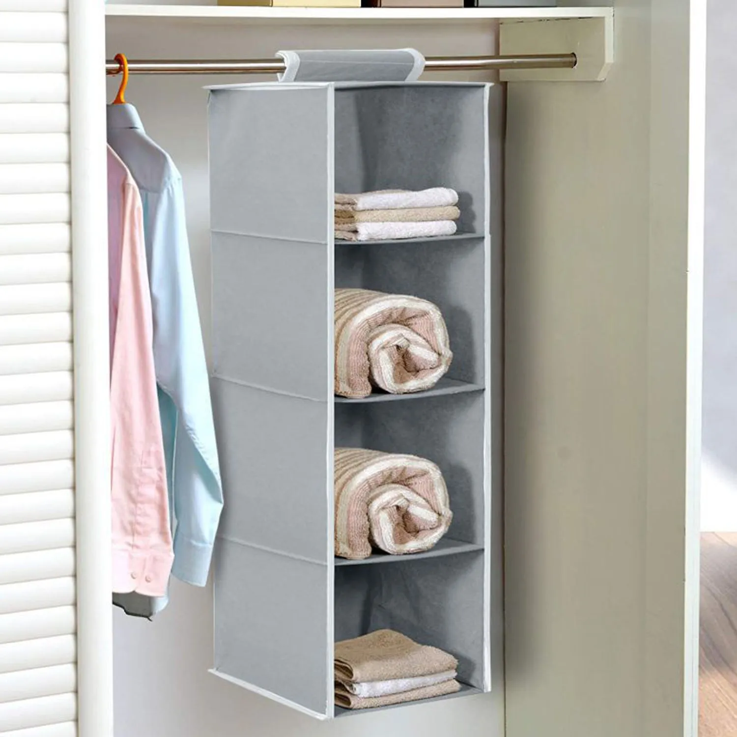 Fabric Hanging 4-Shelf Closet Cloth Organizer