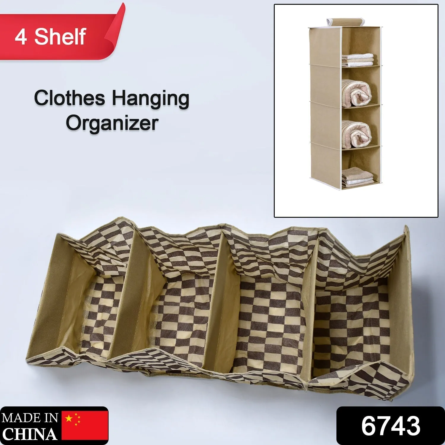 Fabric Hanging 4-Shelf Closet Cloth Organizer