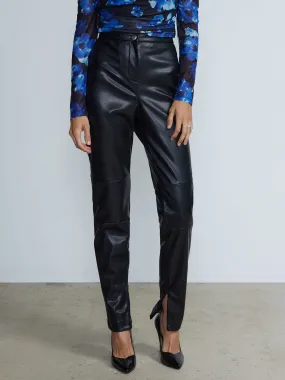 Faux Leather Drama Slit High Waist Pants