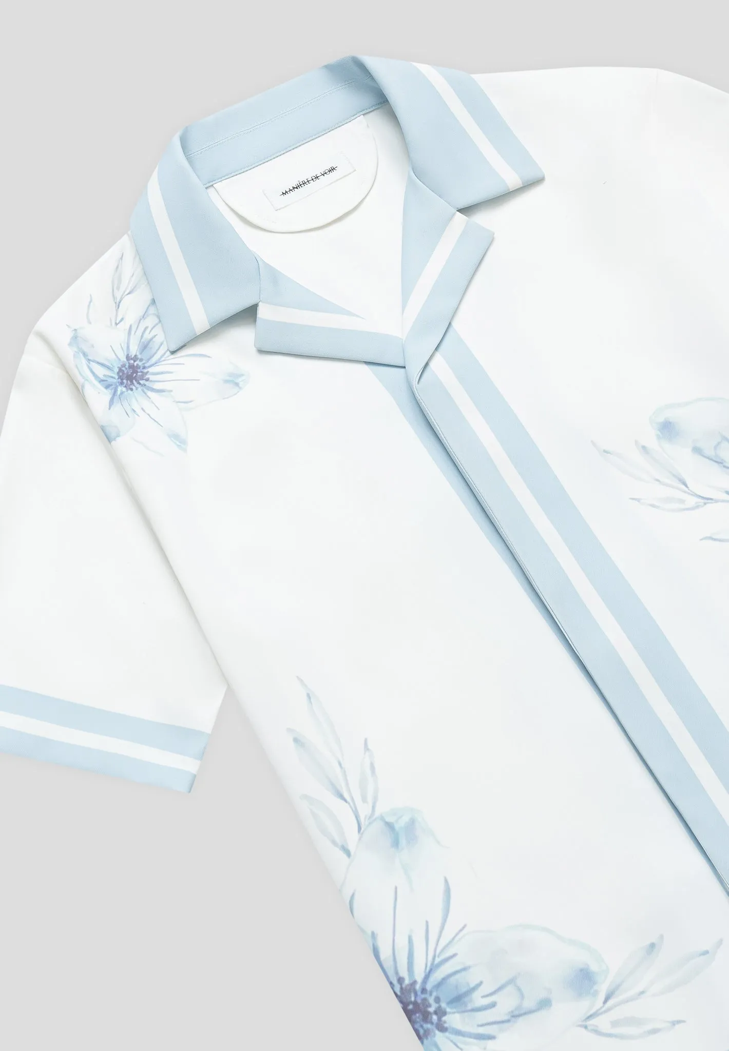 Floral Border Resort Shirt - Blue